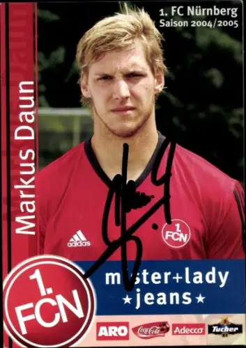 Autogrammkarte Fußballer Markus Daun, 1. FC Nürnberg, Autogramm