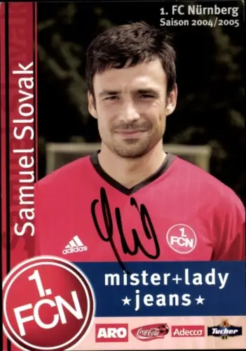 Autogrammkarte Fußballer Samuel Slovak, 1. FC Nürnberg, Autogramm