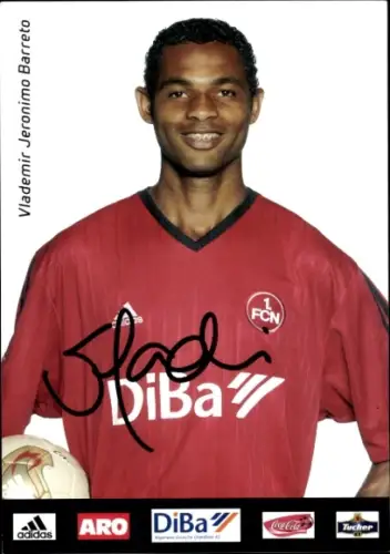 Autogrammkarte Fußballer Vlademir Jeronimo Barreto, 1. FC Nürnberg, Autogramm