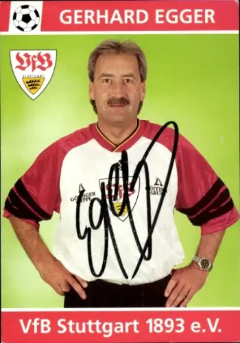 Autogrammkarte Physiotherapeut Gerhard Egger, VfB Stuttgart, Autogramm