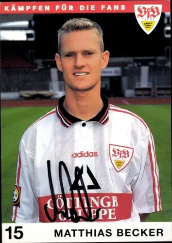 Autogrammkarte Fußballer Matthias Becker, VfB Stuttgart, Autogramm