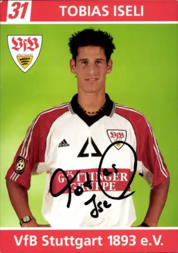 Autogrammkarte Fußballer Tobias Iseli, VfB Stuttgart, Autogramm