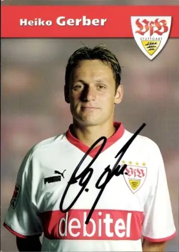 Autogrammkarte Fußballer Heiko Gerber, VfB Stuttgart, Autogramm