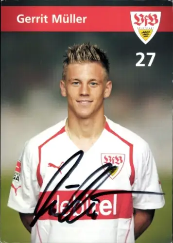 Autogrammkarte Fußballer Gerrit Müller, VfB Stuttgart, Autogramm