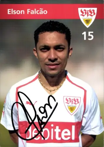 Autogrammkarte Fußballer Elson Falcão, VfB Stuttgart, Autogramm