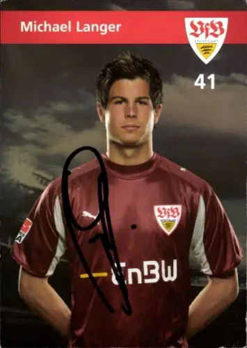 Autogrammkarte Fußballer Michael Langer, VfB Stuttgart, Autogramm