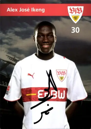 Autogrammkarte Fußballer Alex José Ikeng, VfB Stuttgart, Autogramm