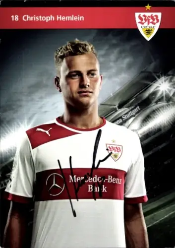 Autogrammkarte Fußballer Christoph Hemlein, VfB Stuttgart, Autogramm