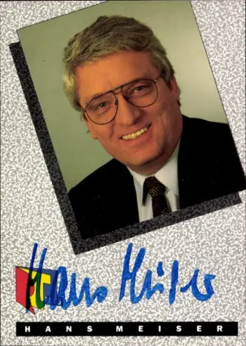 Autogrammkarte Moderator Hans Meiser, Portrait, Autogramm