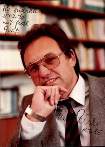 Autogrammkarte Journalist Udo Reiter, Portrait, Autogramm