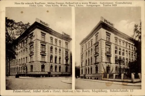 Ak Magdeburg an der Elbe, Palast-Hotel Bautz, Bahnhofstraße 13
