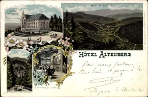 Litho Vallée de Munster Bas Rhin, Hotel Altenberg, Terrasse