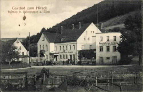 Ak Hütten Königstein an der Elbe Sächsische Schweiz, Gasthof zum Hirsch