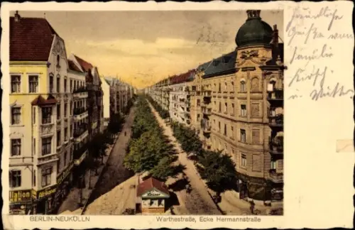 Ak Berlin Neukölln, Warthestraße, Ecke Hermannstraße