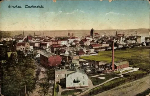 Ak Tczew Dirschau Pommern, Panorama der Ortschaft