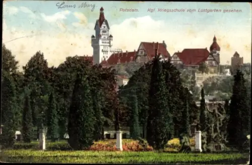Ak Potsdam Sanssouci,  Kgl. Kriegsschule, Lustgarten,  Ansicht