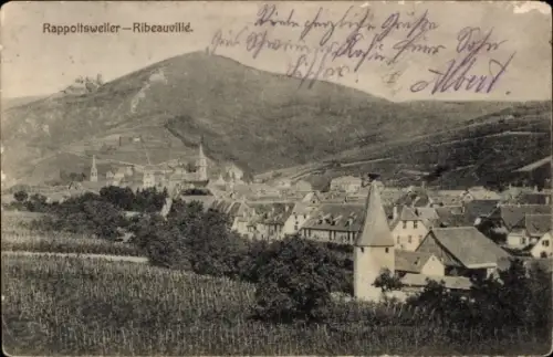 Ak Ribeauvillé Rappoltsweiler Elsass Haut Rhin,  Ribeauvillé, Weinberge, Berge,  von Albert