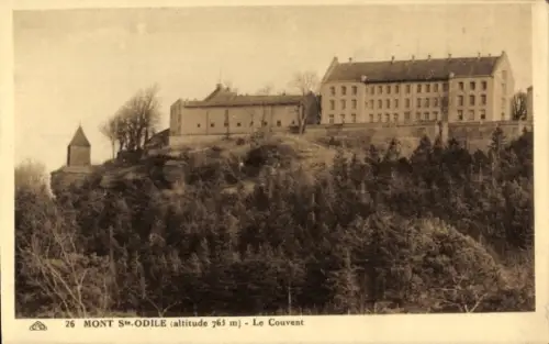 Ak Obernai Elsass Bas Rhin, Odilienberg Mont Sainte Odile, Kloster  Berglandschaft, Bäume,  Gebäu