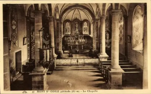 Ak Obernai Elsass Bas Rhin, Odilienberg Mont Sainte Odile, Kapelle, Innenansicht,  763 m,  
