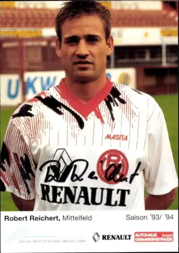 Autogrammkarte Fußballer Robert Reichert, Rot Weiss Essen, Autogramm