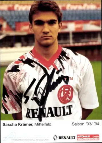 Autogrammkarte Fußballer Sascha Krämer, Rot Weiss Essen, Autogramm