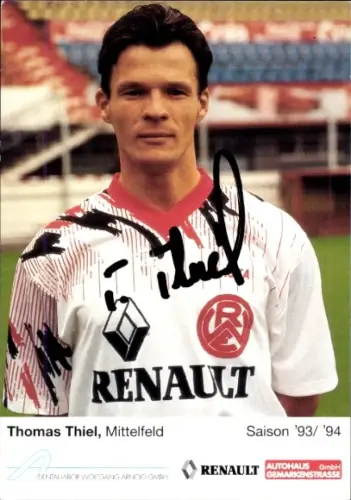 Autogrammkarte Fußballer Thomas Thiel, Rot Weiss Essen, Autogramm
