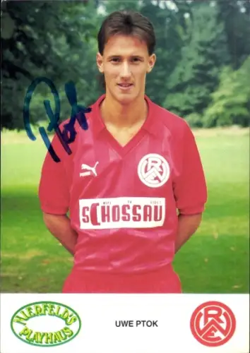 Autogrammkarte Fußballer Uwe Ptok, Rot Weiss Essen, Autogramm