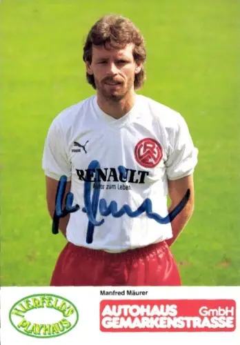 Autogrammkarte Fußballer Manfred Mäurer, Rot Weiss Essen, Autogramm
