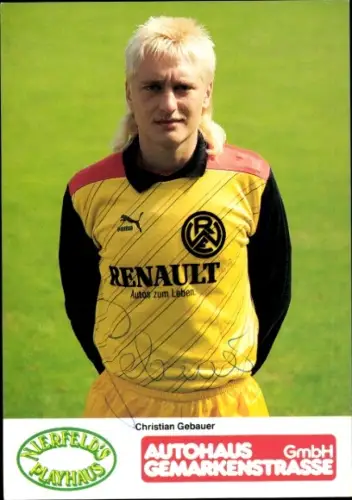 Autogrammkarte Fußballer Christian Gebauer, Rot Weiss Essen, Autogramm