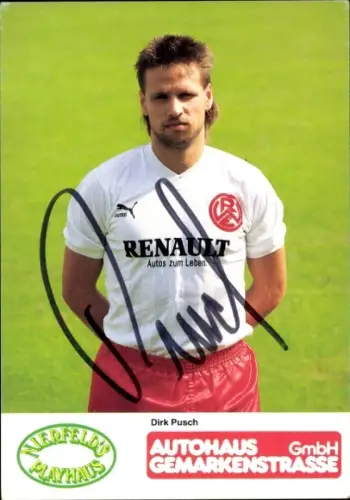 Autogrammkarte Fußballer Dirk Pusch, Rot Weiss Essen, Autogramm