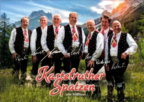 Autogrammkarte Musikgruppe Kastelruther Spatzen, Portrait, Autogramme