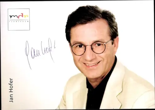 Autogrammkarte Moderator Jan Hofer, Portrait, Autogramm