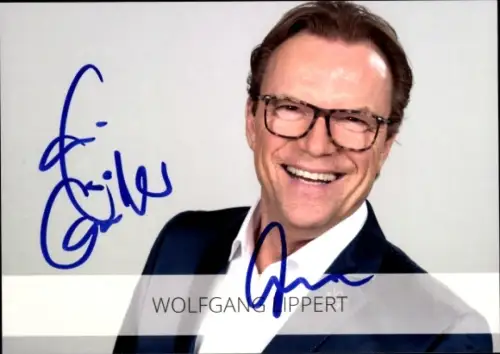 Autogrammkarte Moderator Wolfgang Lippert, Portrait, Autogramm