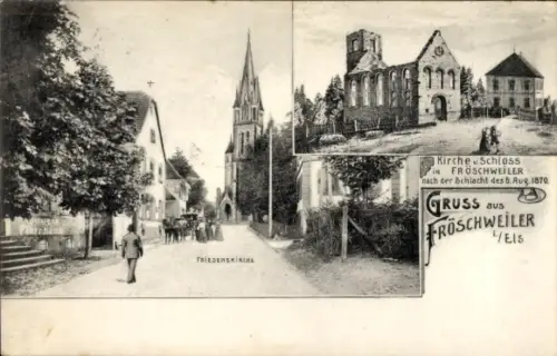 Ak Fröschweiler Bas Rhin Elsaß Lothringen, Friedenskirche, Kirche und Schloß