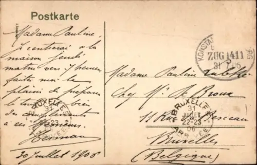 Ak Konstanz am Bodensee, Insel Hotel, Konstanz am Bodensee, Boot auf dem Wasser, 1906