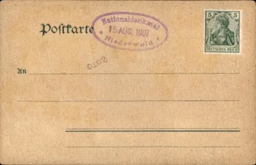 Litho Rüdesheim Rhein, National Denkmal Niederwald