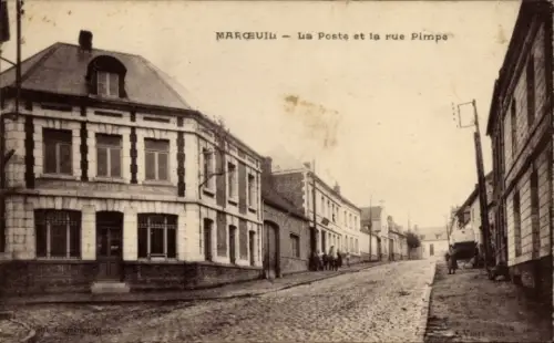 CPA Marœuil Pas de Calais, Poste, Rue