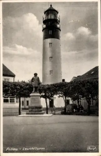 Ak Baltijsk Pillau Ostpreußen, Leuchtturm, Kurfürstendenkmal