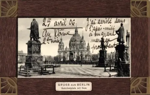 Passepartout Ak Berlin Mitte, Schinkelplatz mit Dom