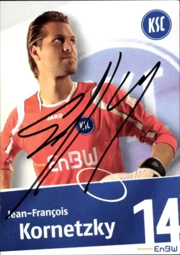 Autogrammkarte Fußballer Jean-François Kornetzky, Karlsruher SC, Autogramm