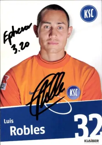 Autogrammkarte Fußballer Luis Robles, Karlsruher SC, Autogramm