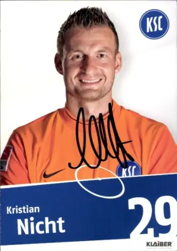 Autogrammkarte Fußballer Kristian Nicht, Karlsruher SC, Autogramm