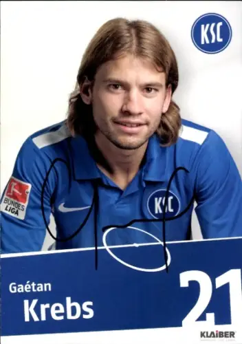 Autogrammkarte Fußballer Gaétan Krebs, Karlsruher SC, Autogramm