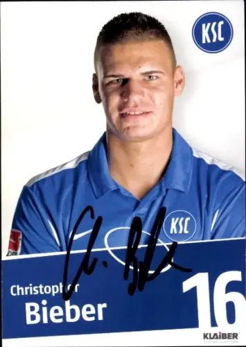 Autogrammkarte Fußballer Christopher Bieber, Karlsruher SC, Autogramm