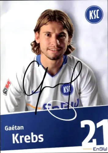 Autogrammkarte Fußballer Gaétan Krebs, Karlsruher SC, Autogramm