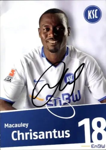Autogrammkarte Fußballer Macauley Chrisantus, Karlsruher SC, Autogramm