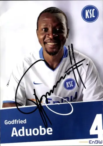 Autogrammkarte Fußballer Godfried Adoube, Karlsruher SC, Autogramm