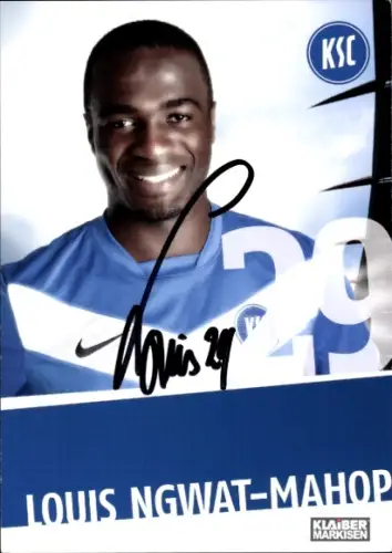 Autogrammkarte Fußballer Louis Ngwat Mahop, Karlsruher SC, Autogramm