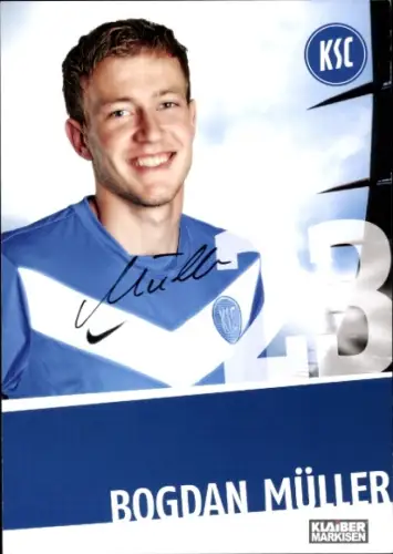 Autogrammkarte Fußballer Bogdan Müller, Karlsruher SC, Autogramm