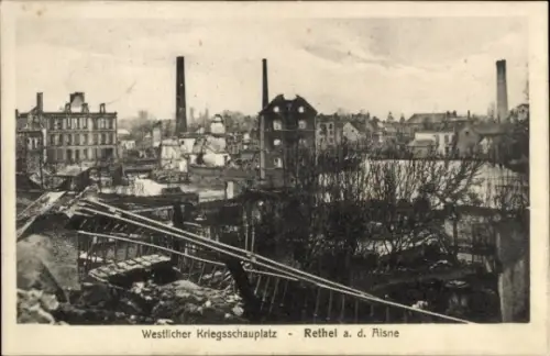 Ak Rethel Ardennes, Zerstörte Gebäude, Ruinen, Westlicher Kriegsschauplatz, Rethel a. d. Aisne